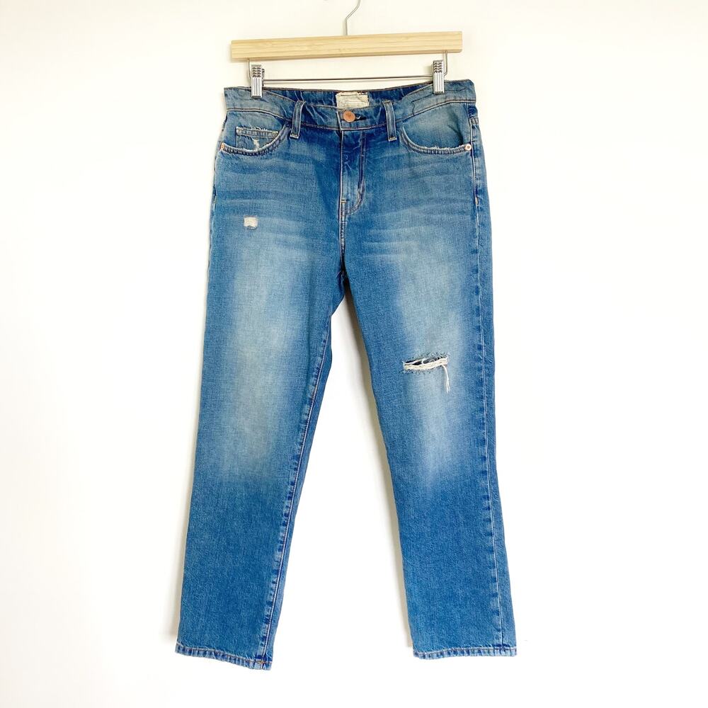 Current/Elliott The High Waist Straight Never Ending Summer Destroy Jeans